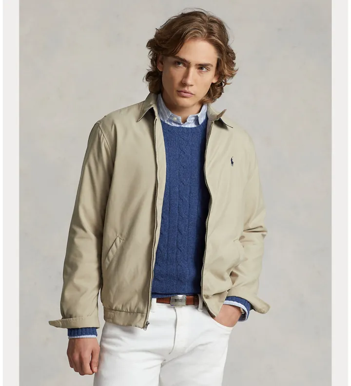Polo Ralph Lauren para hombre. 710548506002 Chaqueta con doble fuelle beige (L), Casual, Algodón, Poliéster