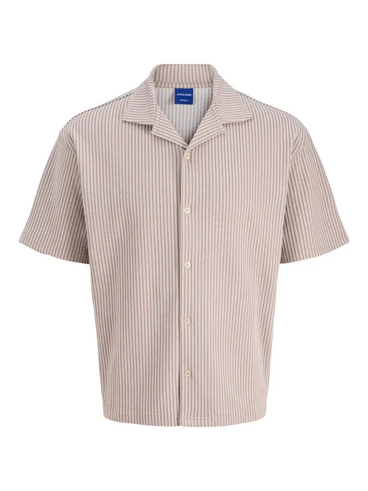 JACK & JONES Camisa 'JORSUMMER' moca / blanco