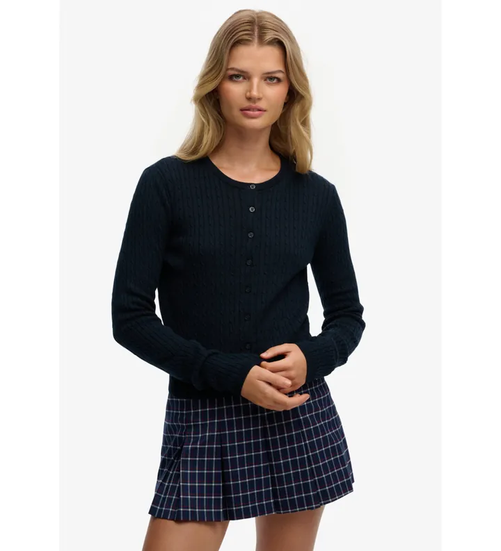 Superdry para mujer. W6110714A Cárdigan Essential marino (L), Casual, Algodón