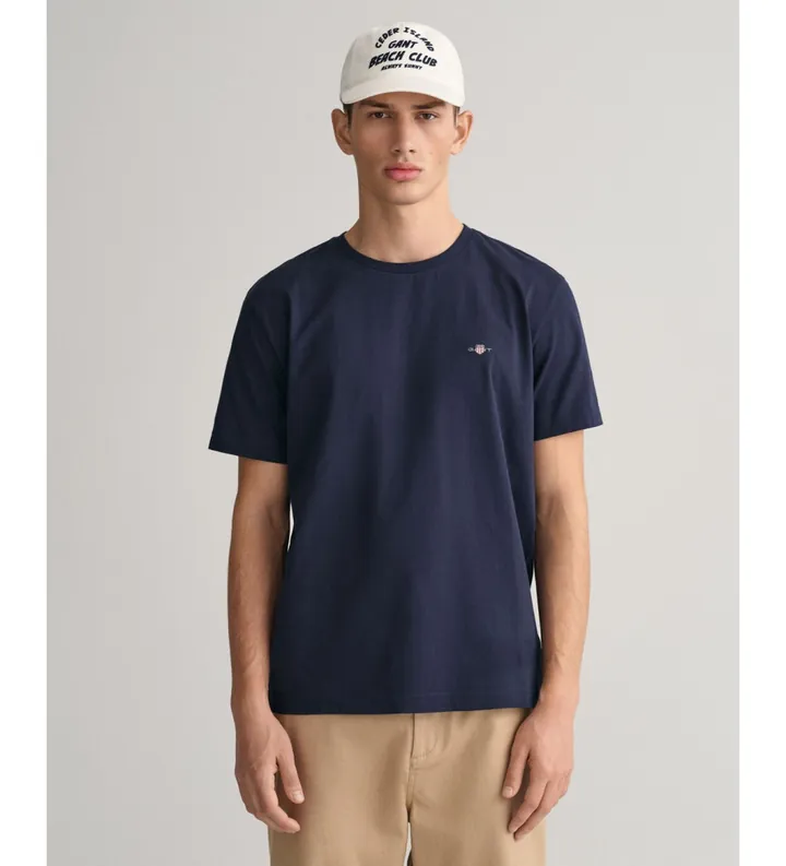 Gant para hombre. 2003184 Camiseta Regular Fit Shield marino (L), Casual, Algodón, Manga corta, Sostenible
