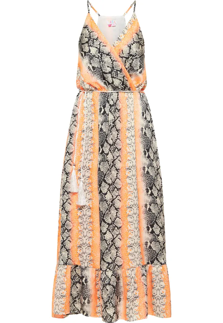 IZIA Vestido de verano gris / naranja / negro / offwhite