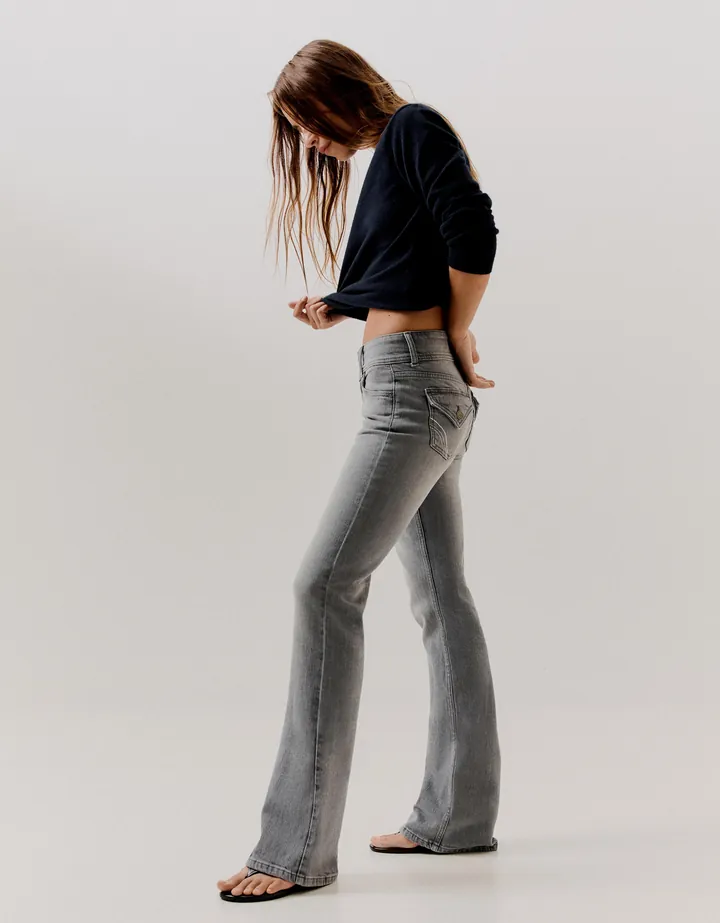 Bershka Jeans Bootcut Mujer 32 Gris