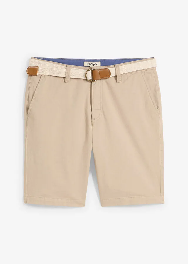 Bermudas elásticas con cinturón y corte regular