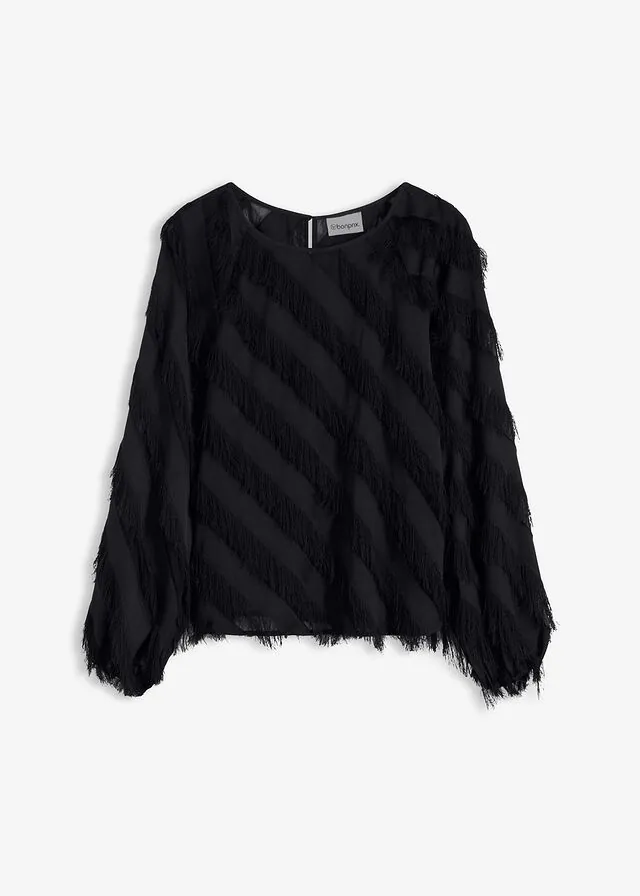 Blusa sin cierre con detalles de flecos