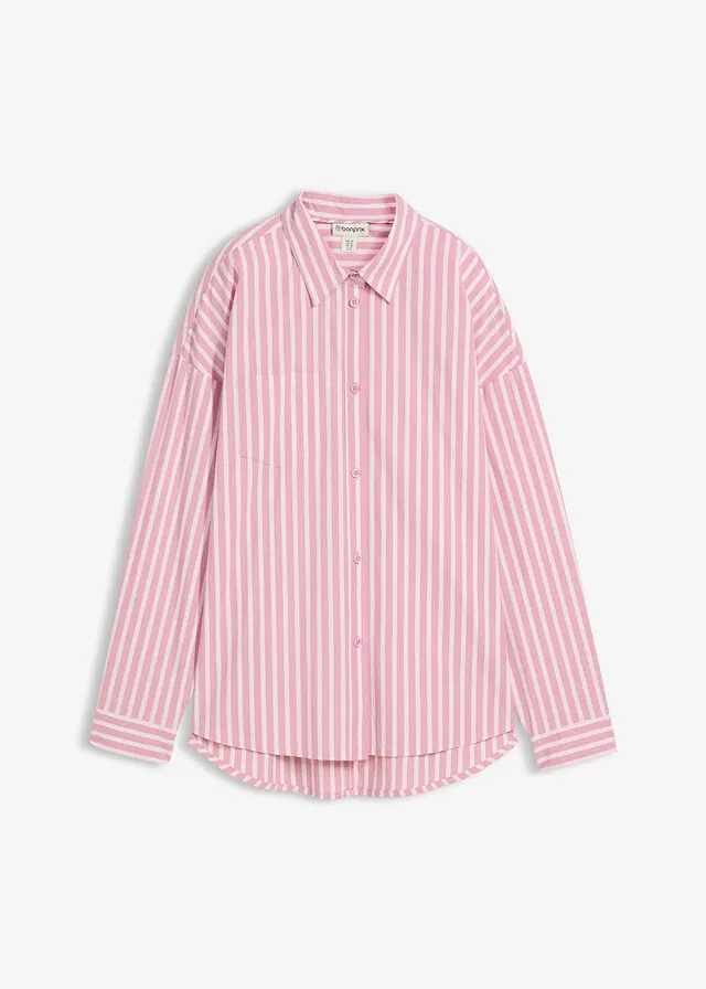 Blusa holgada de popelín de algodón