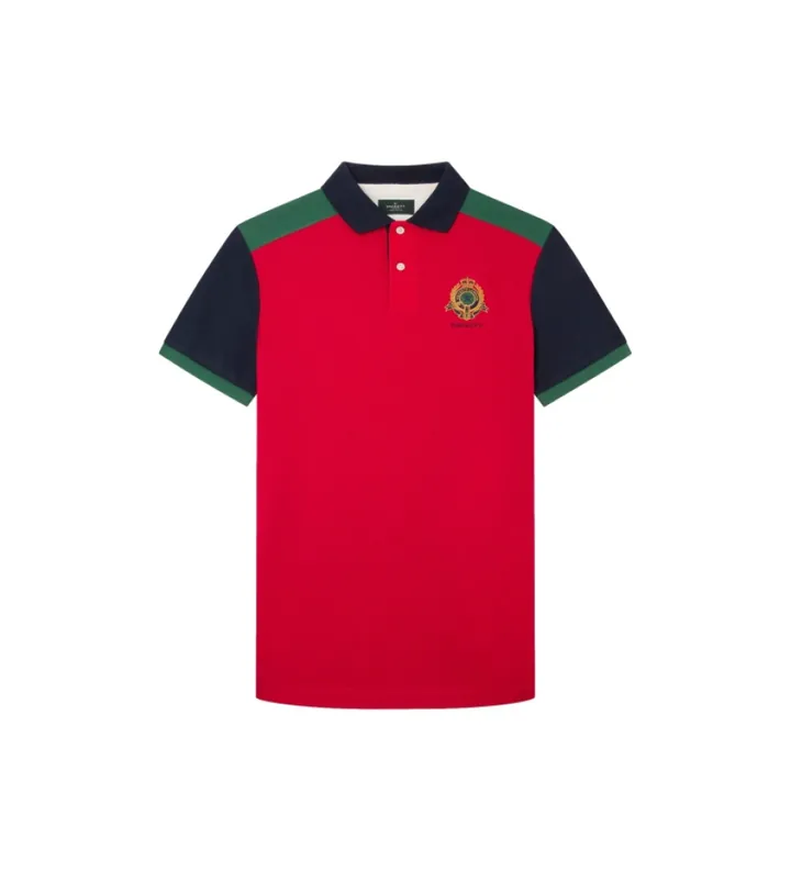 Hackett London para hombre. HM563263 Polo Heritage Multi rojo (M), Casual, Algodón, Manga corta
