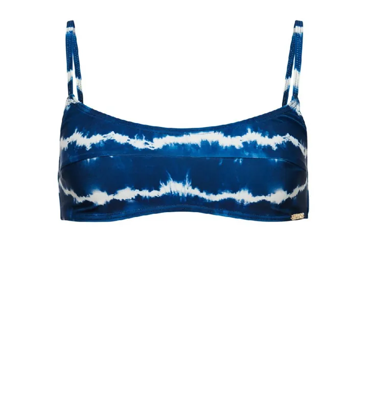 Superdry para mujer. W3010368A Top de bikini con efecto «tie-dye» azul (L), Casual, Beachwear, Poliéster