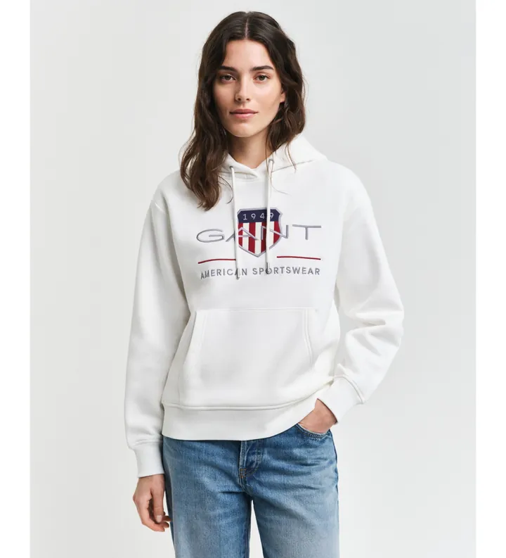 Gant para mujer. 4200276 Sudadera con capucha Archive Shield blanco (L), Casual, Algodón