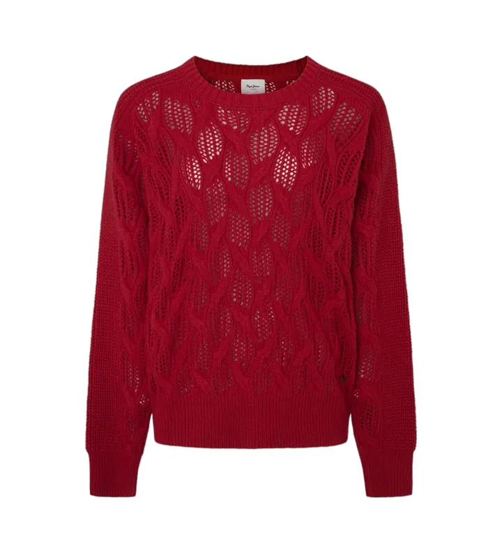 Pepe Jeans para mujer. PL702201 Jersey Hedra rojo (M), Casual, Algodón, Sostenible