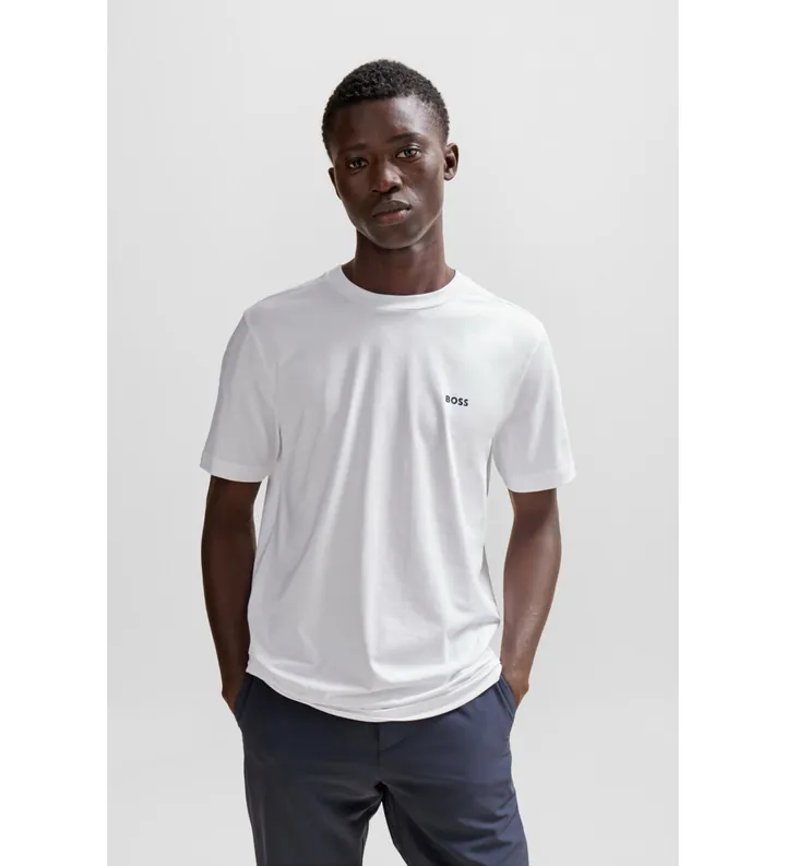BOSS para hombre. 50506373 Camiseta Elastic blanco (L), Casual, Algodón, Manga corta