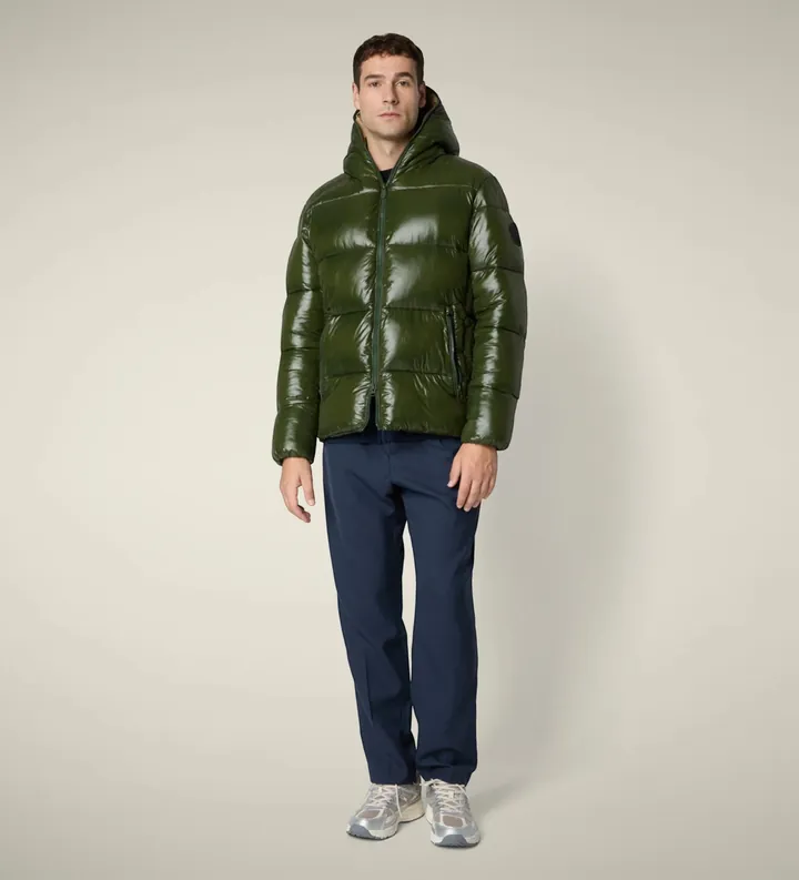 Save The Duck para hombre. D31280M-LOVE21 Abrigo Edgard verde (M), Casual, Sostenible, Nylon reciclado