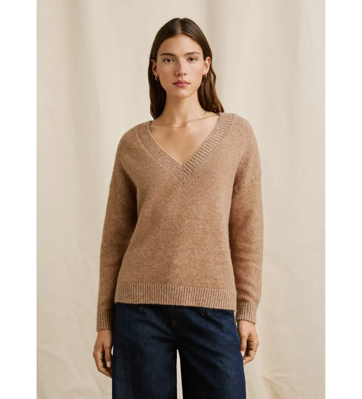 Pepe Jeans para mujer. PL7000064 Jersey Emma V marrón (L), Casual, Poliéster