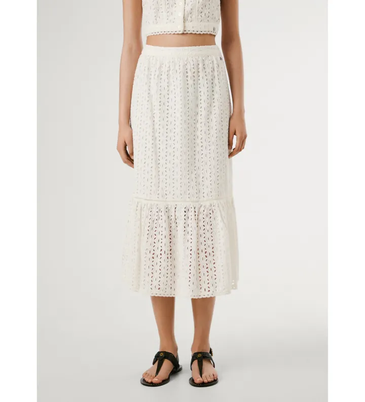 Pepe Jeans para mujer. PL901225 Falda Odelia blanco (L), Casual, Algodón