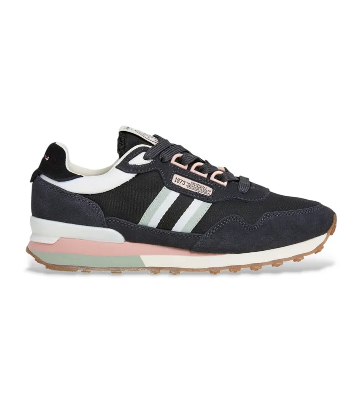 Pepe Jeans para mujer. PLS400010 Zapatillas de Piel Kingston College negro (36), Plano, Cordones, Casual