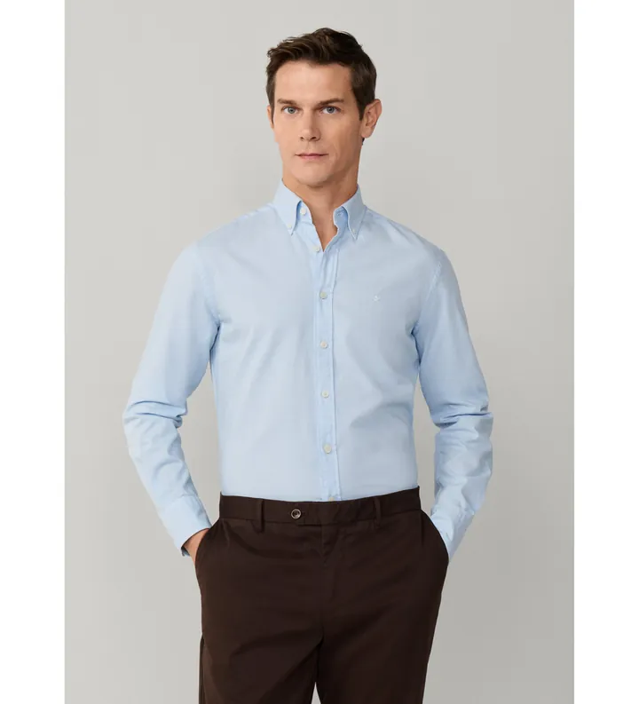 Hackett London para hombre. HM3010539 Camisa oxford fit tailored azul claro (S), Casual, Fiesta, Algodón, Clásico, Manga larga