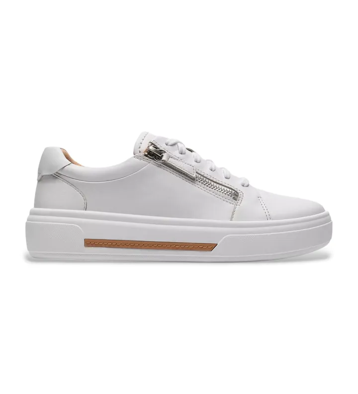 Clarks para mujer. 26185917 Zapatillas de piel Hollyrose Zip blanco (36), Plano, Ante, Cordones, Casual