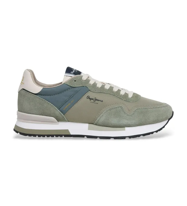 Pepe Jeans para hombre. PMS400037 Zapatillas Hailon Basic verde (42), Tela, Plano, Cordones, Casual