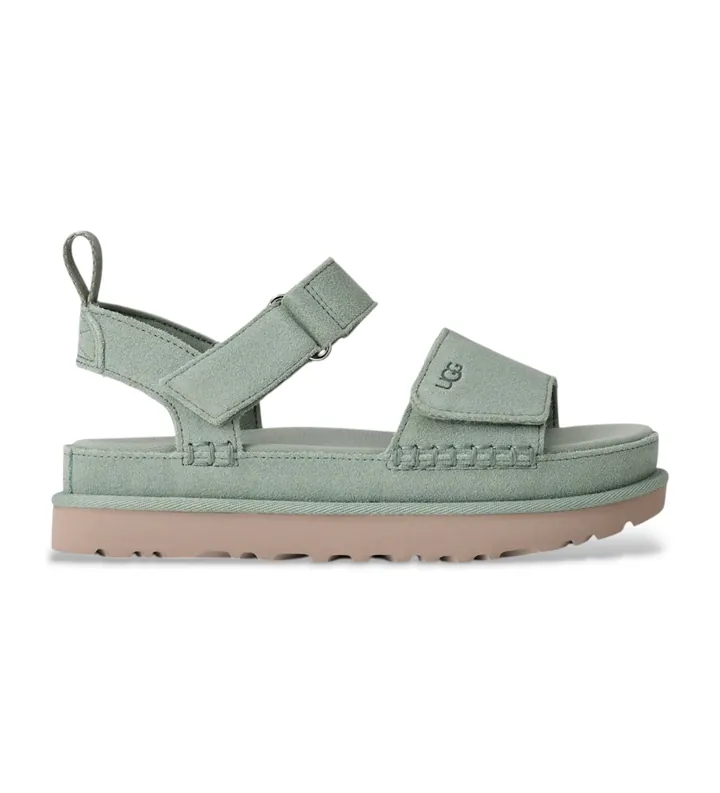 UGG para mujer. 1136783 Sandalias de piel Goldenstar aguamarina (37), 1 a 3cm, Velcro, Casual, Verde, Turquesa