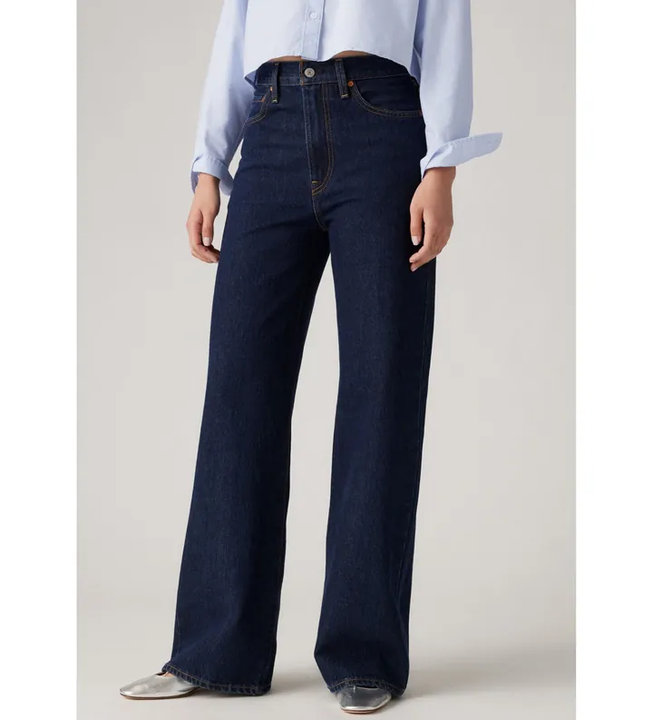 Levi's para mujer. A6081-0019 Jeans Ribcage Wide Leg azul (25/32), Casual, Algodón, Denim