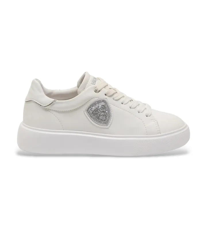 Blauer para mujer. S6VENUS01 Zapatillas de Piel Venus blanco (40), Plano, Cordones, Casual
