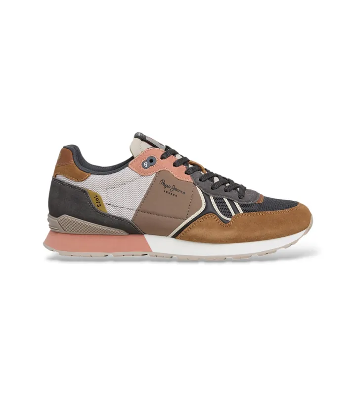 Pepe Jeans para hombre. PMS400027 Zapatillas Brit Land marrón (40), Plano, Cordones, Casual