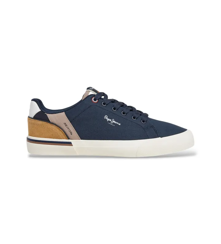 Pepe Jeans para hombre. PMS300013 Zapatillas Kenton marino (40), Tela, Plano, Cordones, Casual