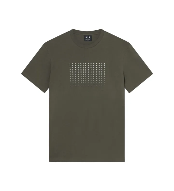 A|X Armani Exchange para hombre. XM002519AF10334U8144 Camiseta slim fit verde (L), Casual, Algodón, Manga corta