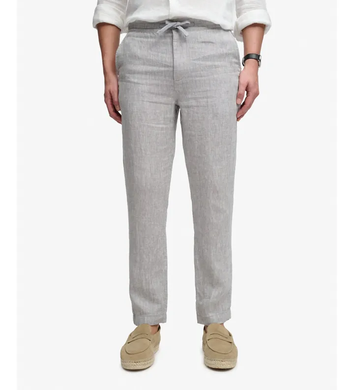 Superdry para hombre. M7011509A Pantalón Merchant Linen gris (L), Casual, Lino