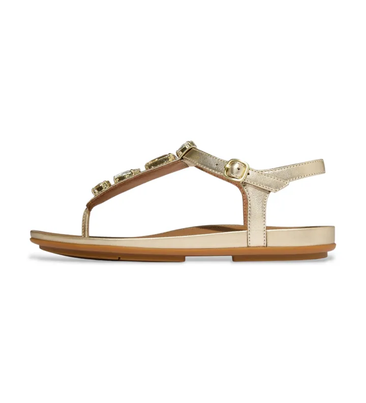 Fitflop para mujer. A4I-675 Sandalias de Piel Gracie Ultra-Jewel dorado (36), Plano, Hebilla, Casual, Fiesta