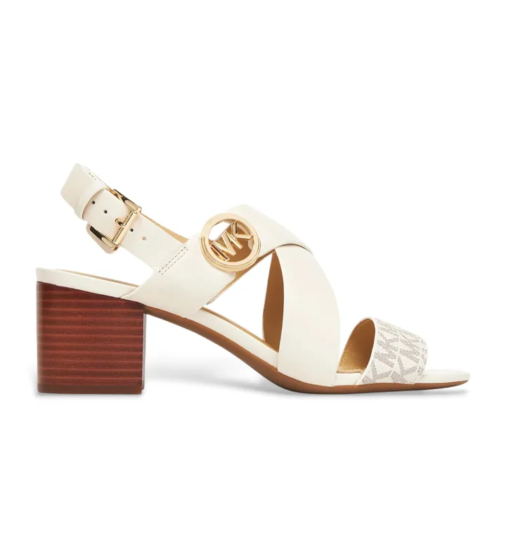Michael Kors para mujer. 40S4VEMS1B Sandalias Vera de piel con logotipo vainilla (37), Beige, 3 a 5cm, Hebilla, Casual