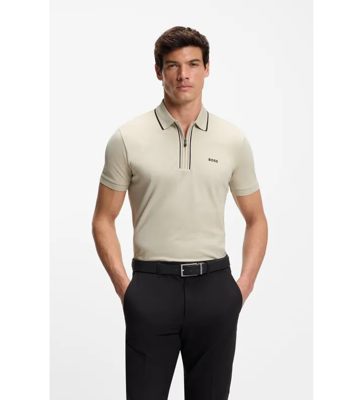 BOSS para hombre. 50555698 Polo Active Polo slim fit beige (M), Casual, Deportivo, Algodón, Manga corta