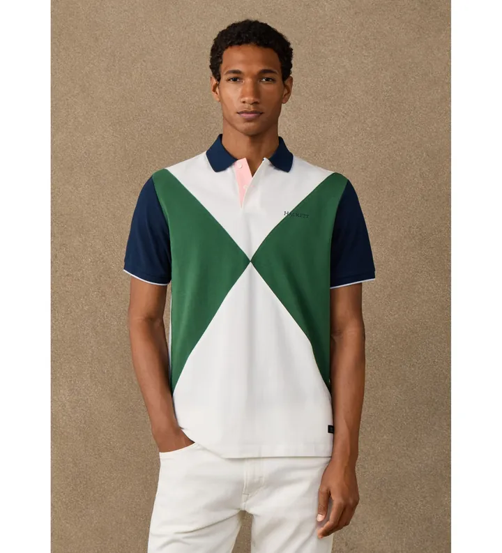 Hackett London para hombre. HM5600208 Polo Nbr Diamond blanco roto (L), Casual, Algodón, Manga corta