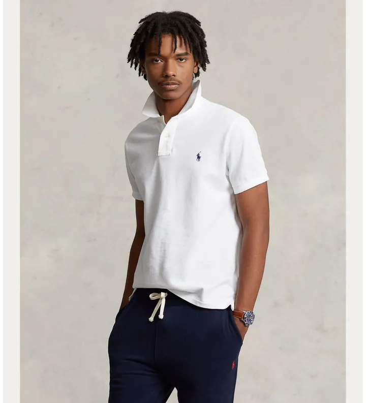 Polo Ralph Lauren para hombre. 710548797001 Polo de Piqué Slim Fit blanco (3XL), Casual, Algodón, Manga corta