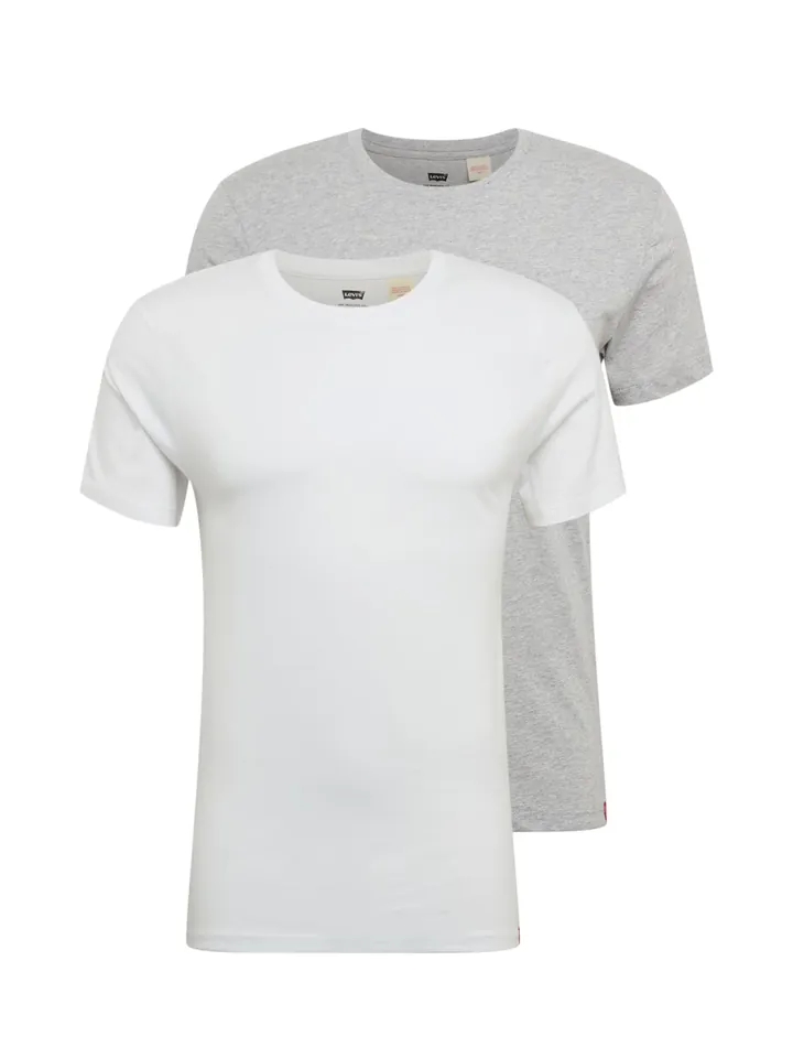 LEVI'S ® Camiseta 'Slim Crewneck Tee - 2 Pack' gris moteado / blanco