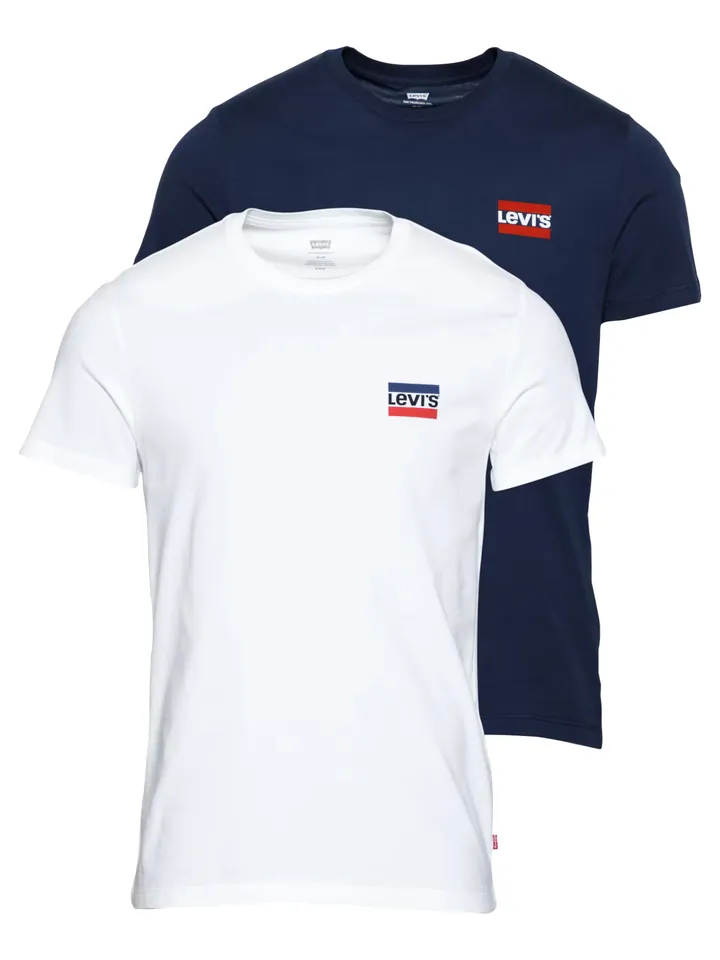 LEVI'S ® Camiseta 'Graphic Crewneck T-Shirt - 2 Pack'  navy / rojo / blanco