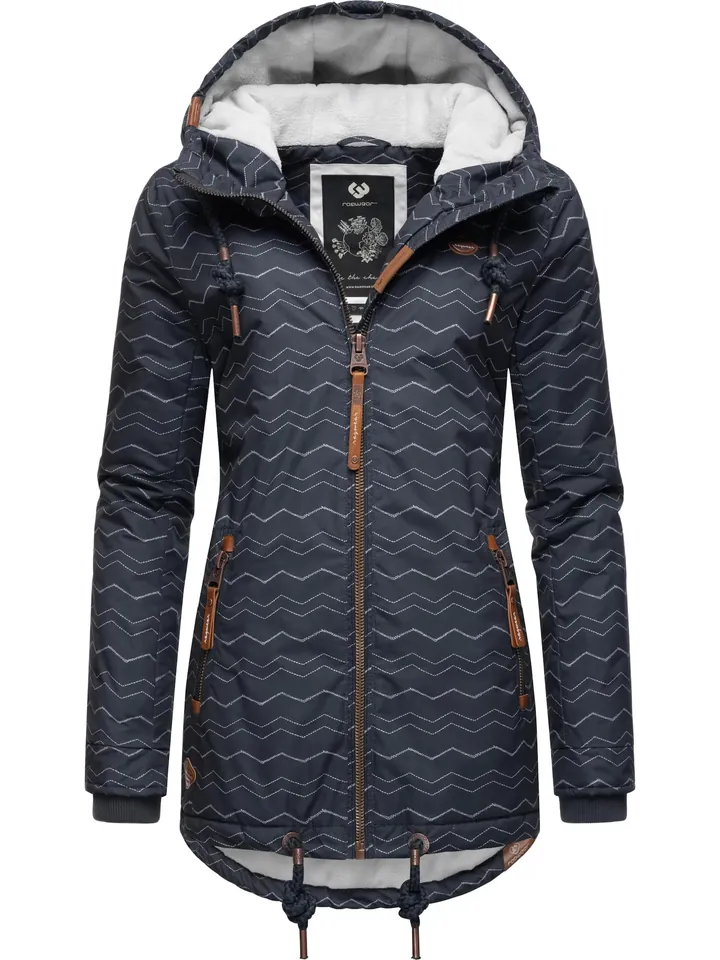 Ragwear Chaqueta de invierno 'Zuzka' azul noche / marrón / blanco