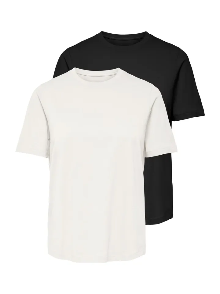 ONLY Camiseta 'ONLHAPPY'  negro / blanco natural