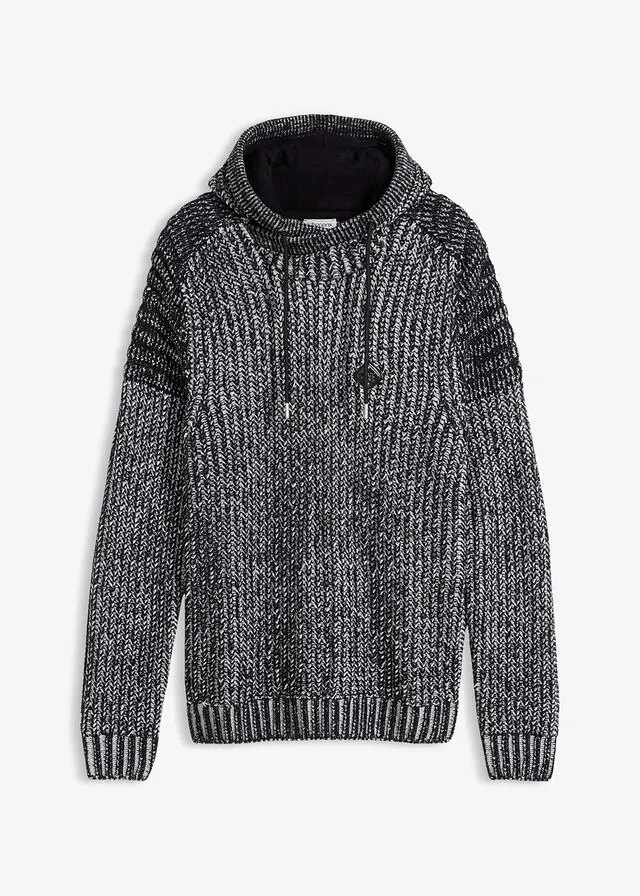 Jersey de punto grueso con capucha y detalles moteros