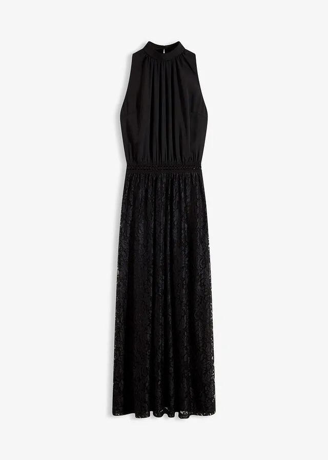 Vestido largo con falda de encaje
