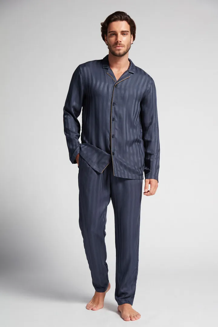Intimissimi Pijama camisero de hombre elegante y tela de modal Hombre Azul Tamaño L