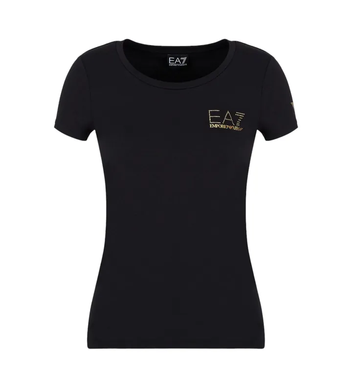 EA7 para mujer. 8NTT65_TJDQZ Camiseta Train Evolution negro (L), Casual, Algodón, Manga corta