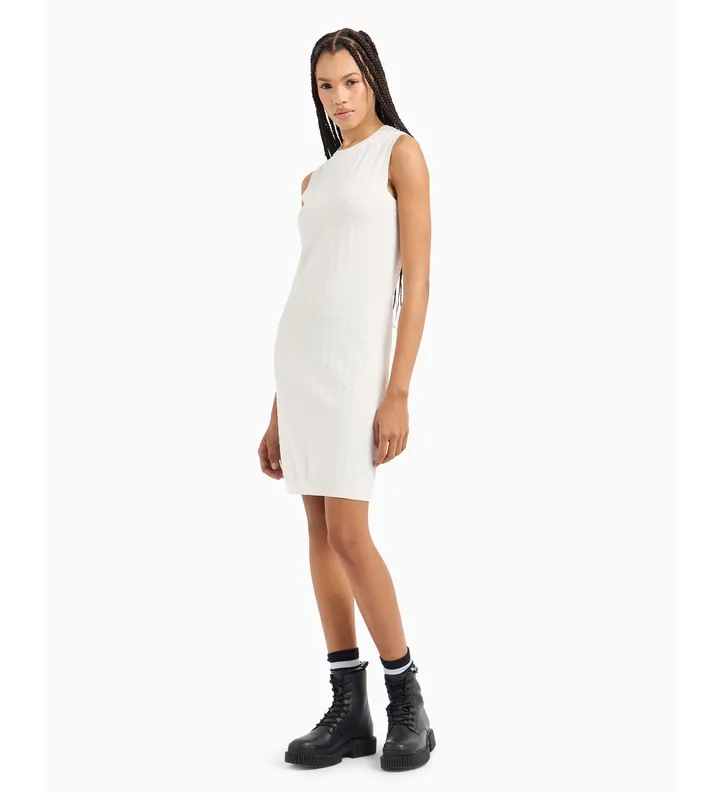A|X Armani Exchange para mujer. 8NYA9AYMH6Z1130 Vestido de punto blanco (L), Casual, Viscosa, Sin mangas / Tirantes