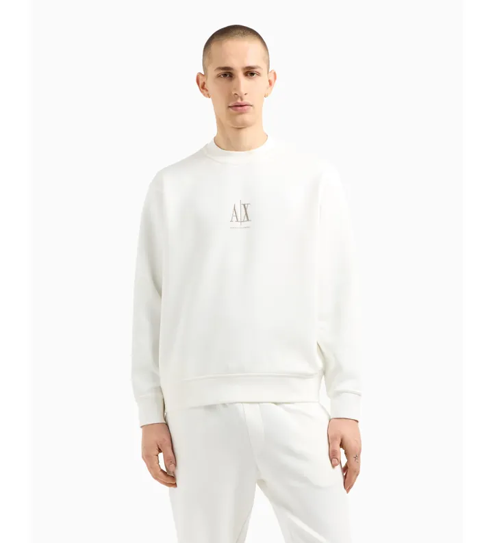A|X Armani Exchange para hombre. XM000368AF10818U0009 Sudadera Bordada blanco (L), Casual, Algodón