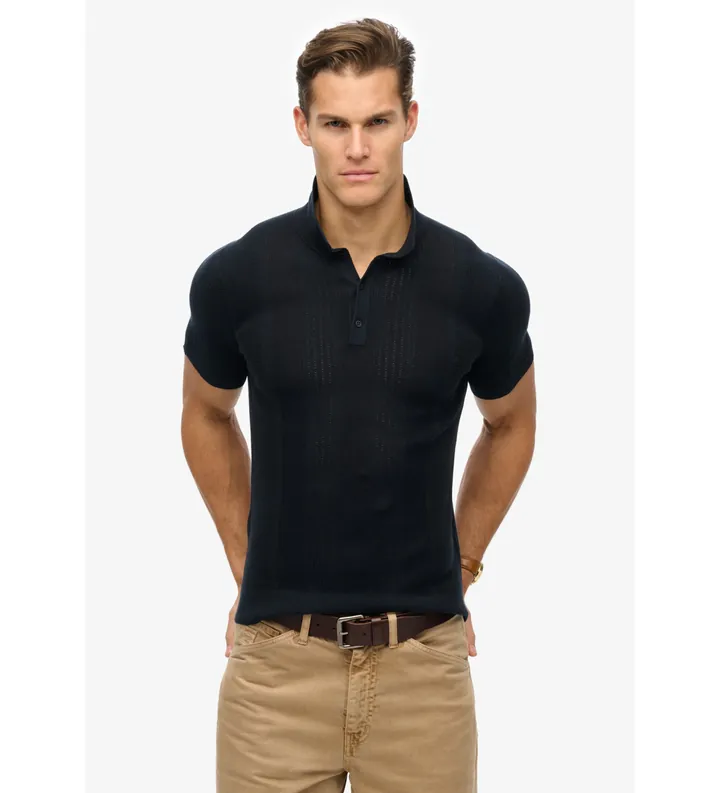 Superdry para hombre. M1110390A Polo de punto de manga corta marino (XL), Casual, Algodón