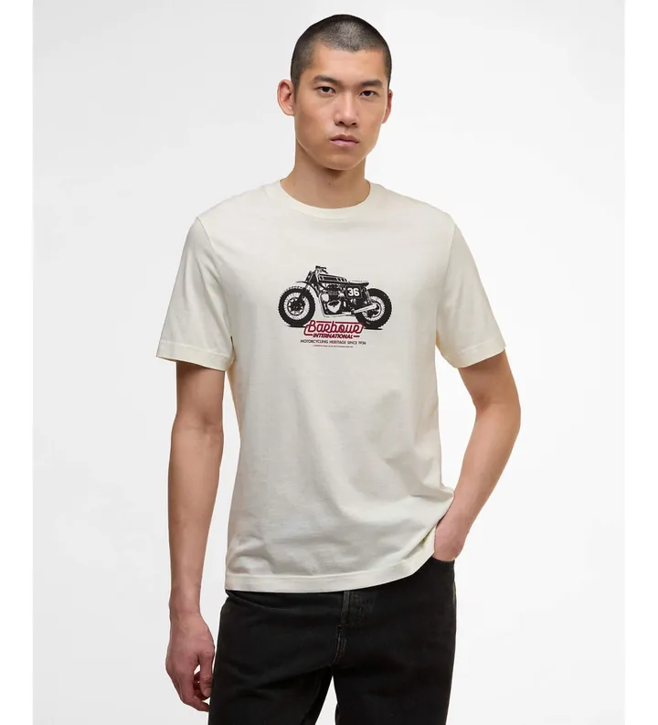 Barbour international para hombre. MTS1478 Camiseta Cruise blanco (S), Casual, Algodón, Manga corta