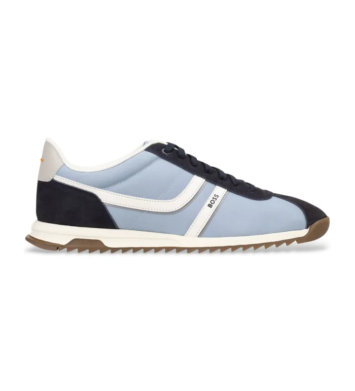 BOSS para hombre. 50562818 Zapatillas Zayn marino (40), Piel, Azul, Plano, Cordones, Casual