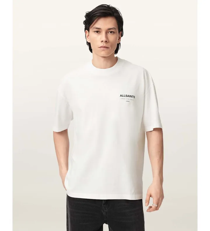ALL SAINTS para hombre. M071PB Camiseta Underground blanco (L), Casual, Algodón, Manga corta