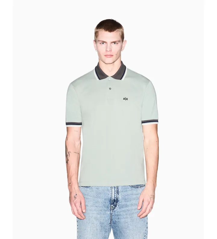 A|X Armani Exchange para hombre. XM002329AF13026U7210 Polo Regular verde (L), Casual, Algodón, Manga corta