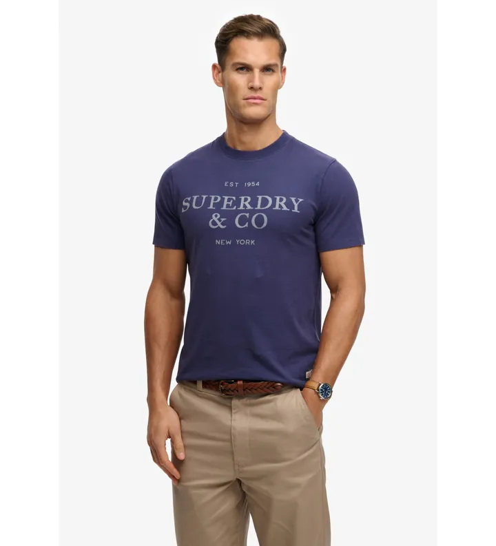 Superdry para hombre. M1012392A Camiseta 1954 Company Relaxed marino (L), Casual, Algodón, Manga corta