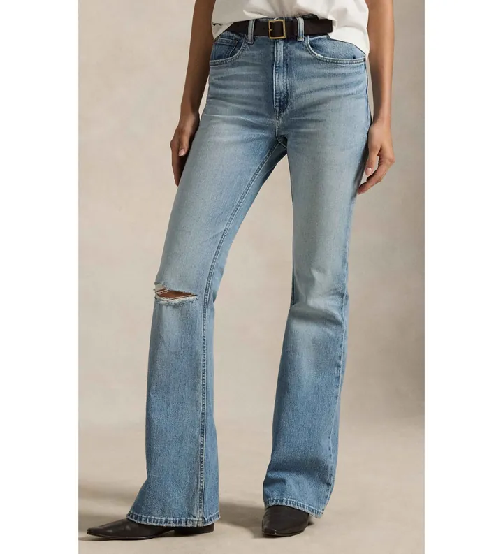 Polo Ralph Lauren para mujer. 211969372001 Jeans acampanados azul (24/32), Casual, Algodón, Denim